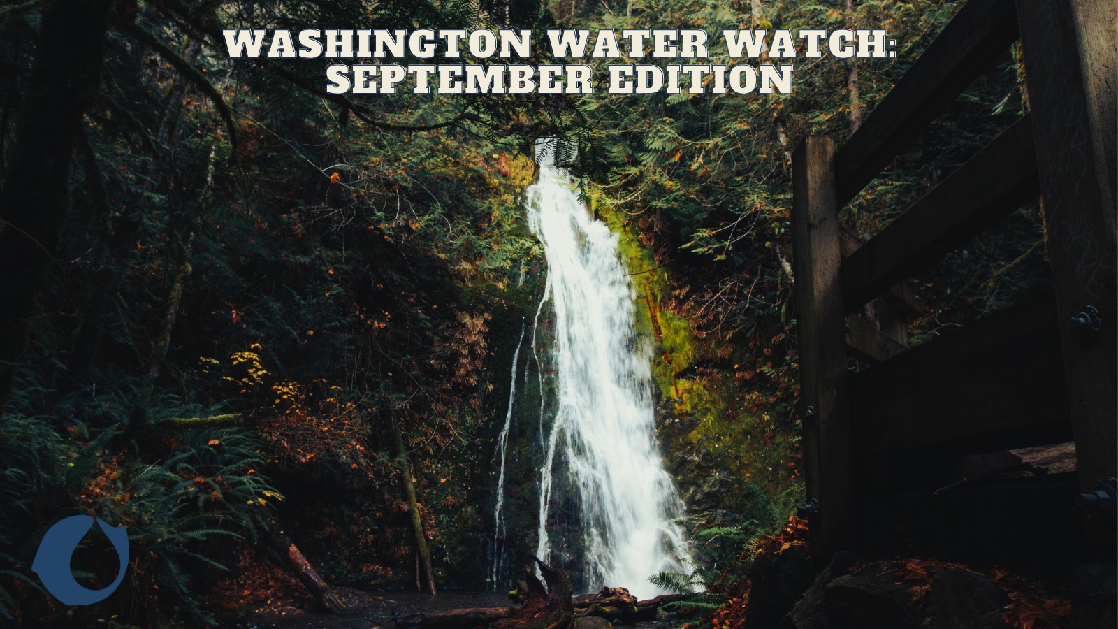 Image of Madison Falls with overlaying text that reads "Washington Water Watch: September Edition"