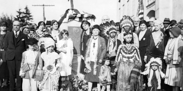 May 2, 1931 - Dedication Day, Point Elliot Treaty marker, Mukilteo.
Courtesy Everett Public Library.